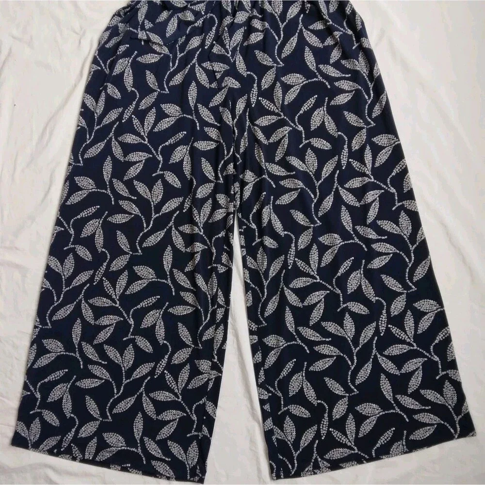 Lane Bryant Kimono Sleeve V-Neck Jersey Jumpsuit Leaves Flowy Chic Boho 14/16 - Picture 5 of 12